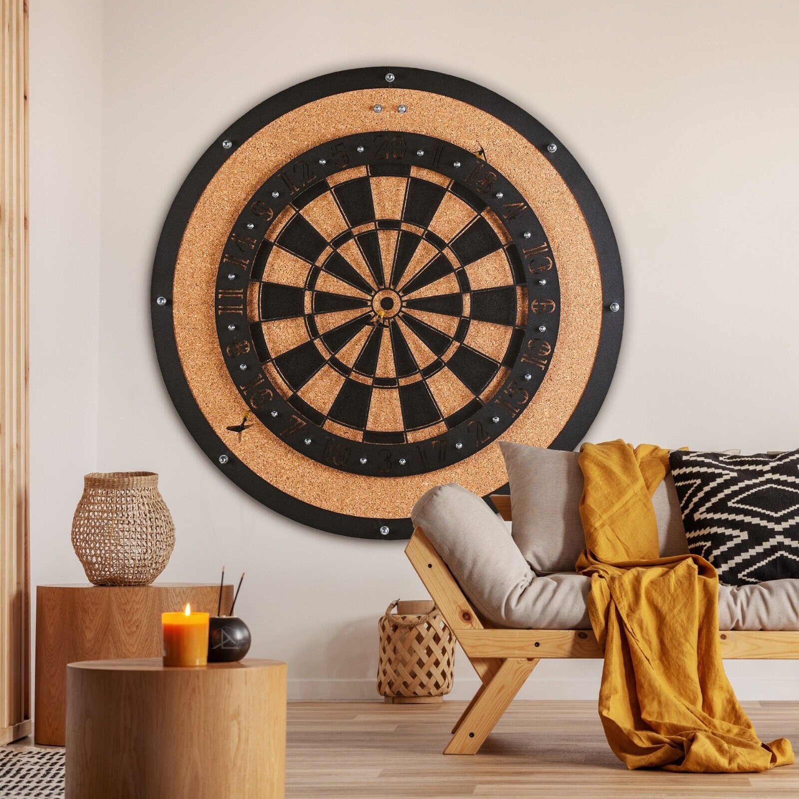 Personalisierte Dartboard Backboard, aus massivem Kiefernholz