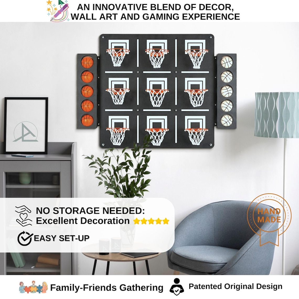 Basketball Tic Tac Toe Wall Game: Gameroom Decor - Etsy