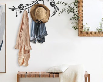 Wood/Metal Coat Rack Modern Wall Mounted Hat, Wooden Peg , Towel Hanger  Wooden Hooks Robe Racks