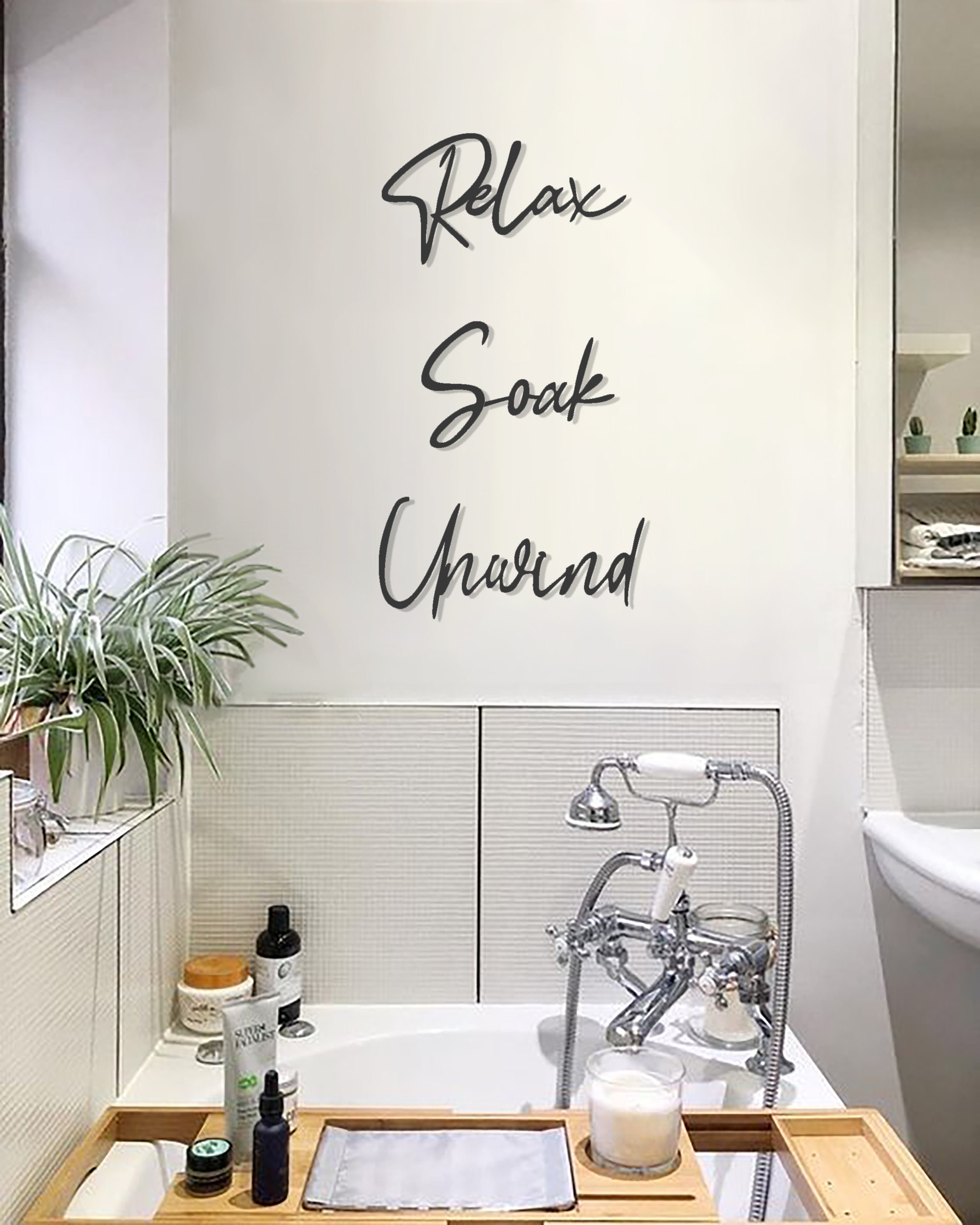 relax soak unwind modern badezimmer wanddekoration wandkunst - etsy.de