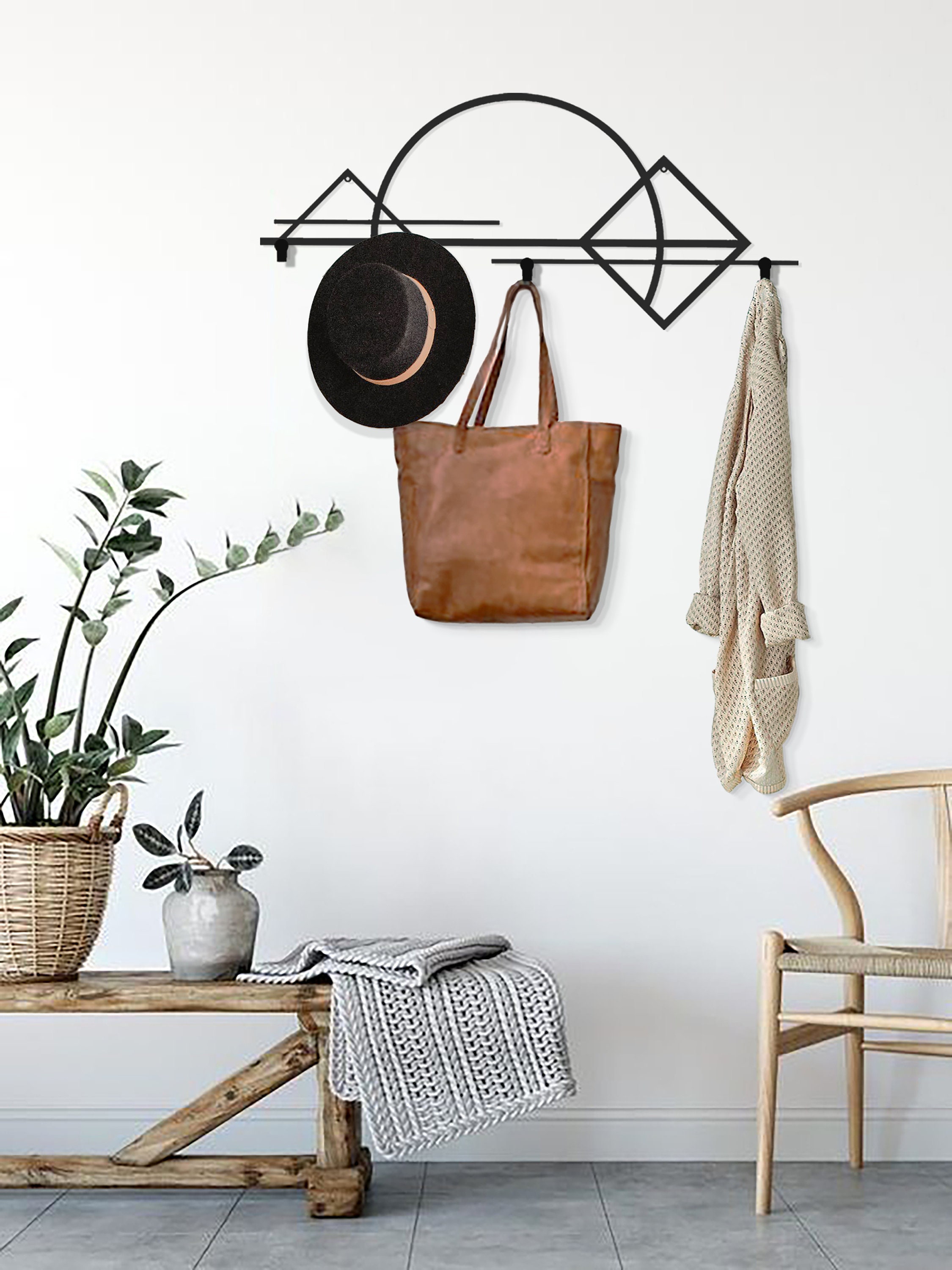 Modern Coat Rack Wall Mount Minimalist Wall Art Metal Wall Etsy