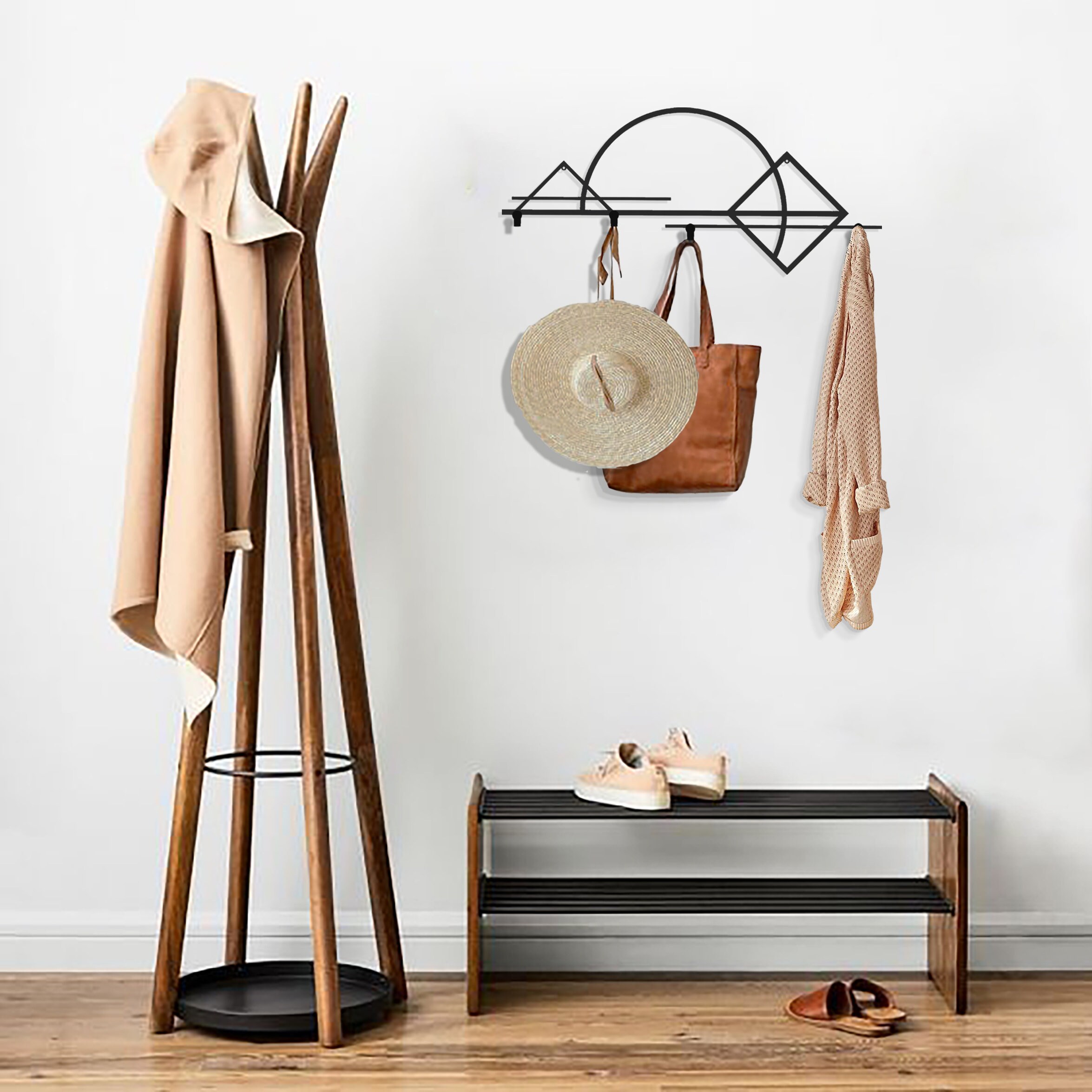 Modern Coat Rack Wall Mount Minimalist Wall Art Metal Wall Etsy