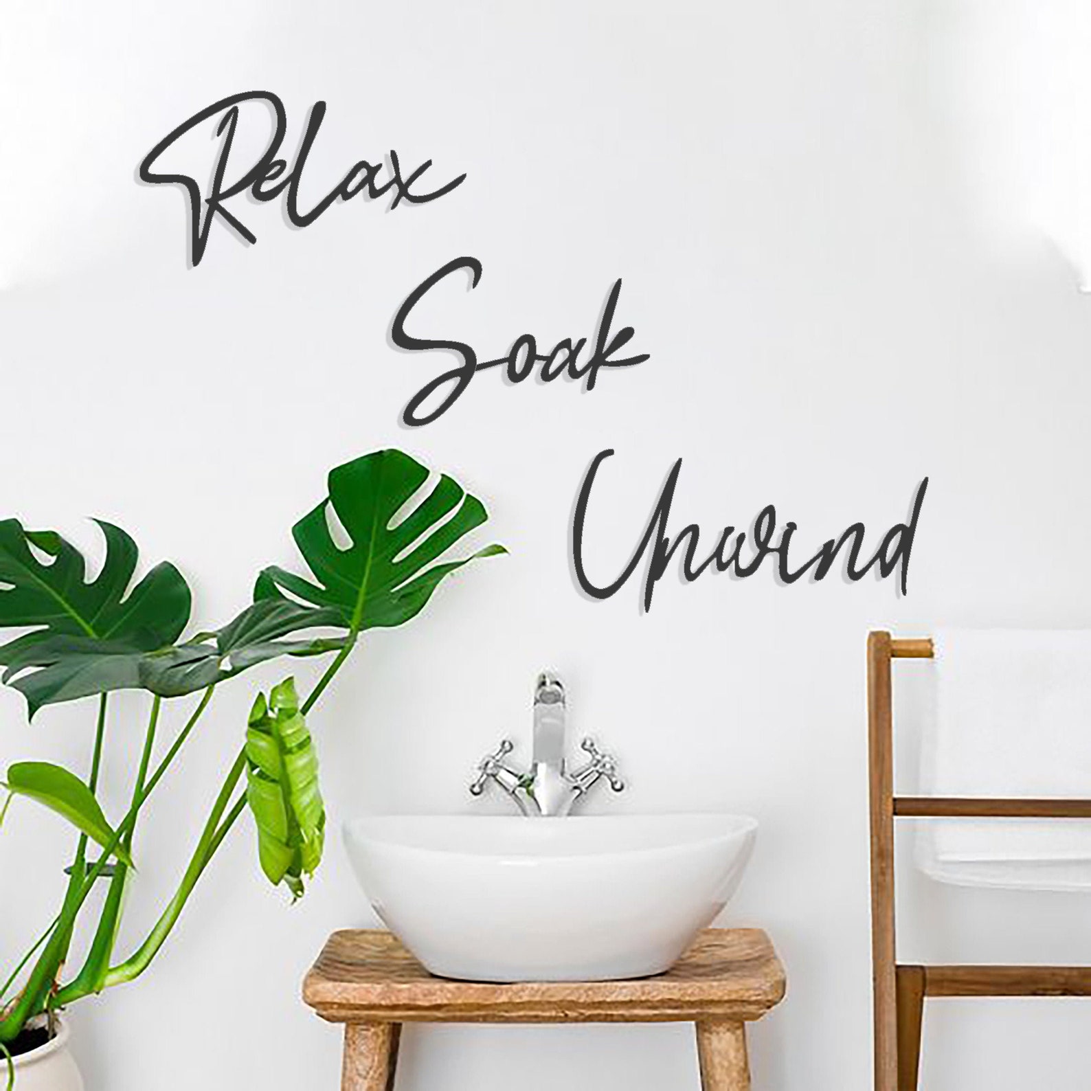 Relax Soak Unwind Modern Bathroom Wall Decor Wall Art Etsy