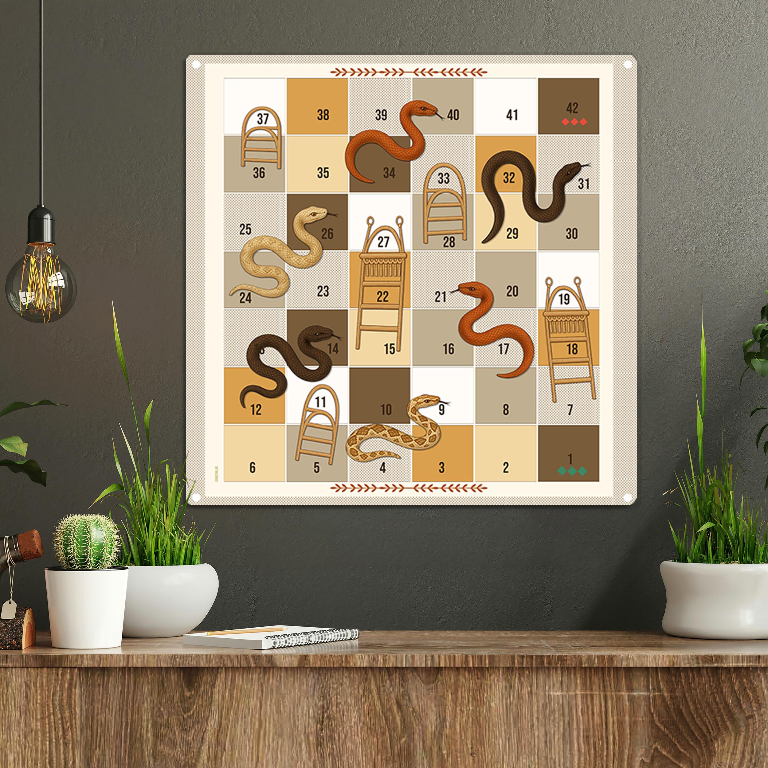 Snakes & Ladders Magnetic Game Board, Interactive Unique Wall Art, Boho ...