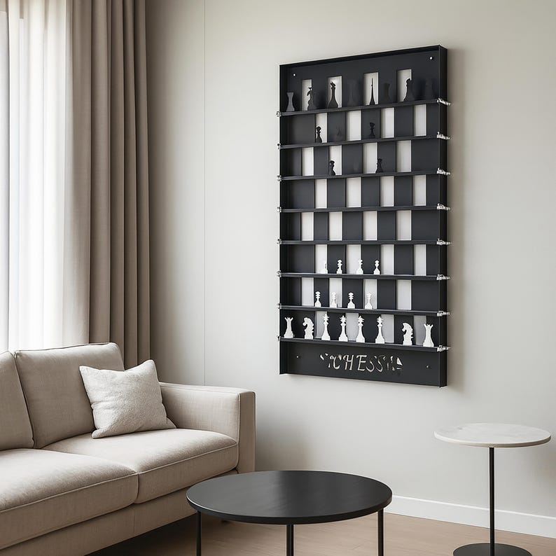 Industrial Metal Chess Board: Unique Wall Decor, Gameroom Art, Christmas Gifts image 1