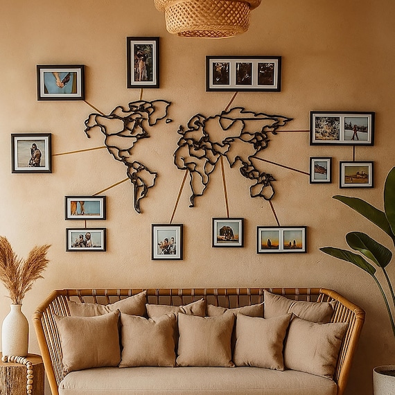 Decorazione Da Parete Decorativa Con Mappa Del Mondo In Legno 2D