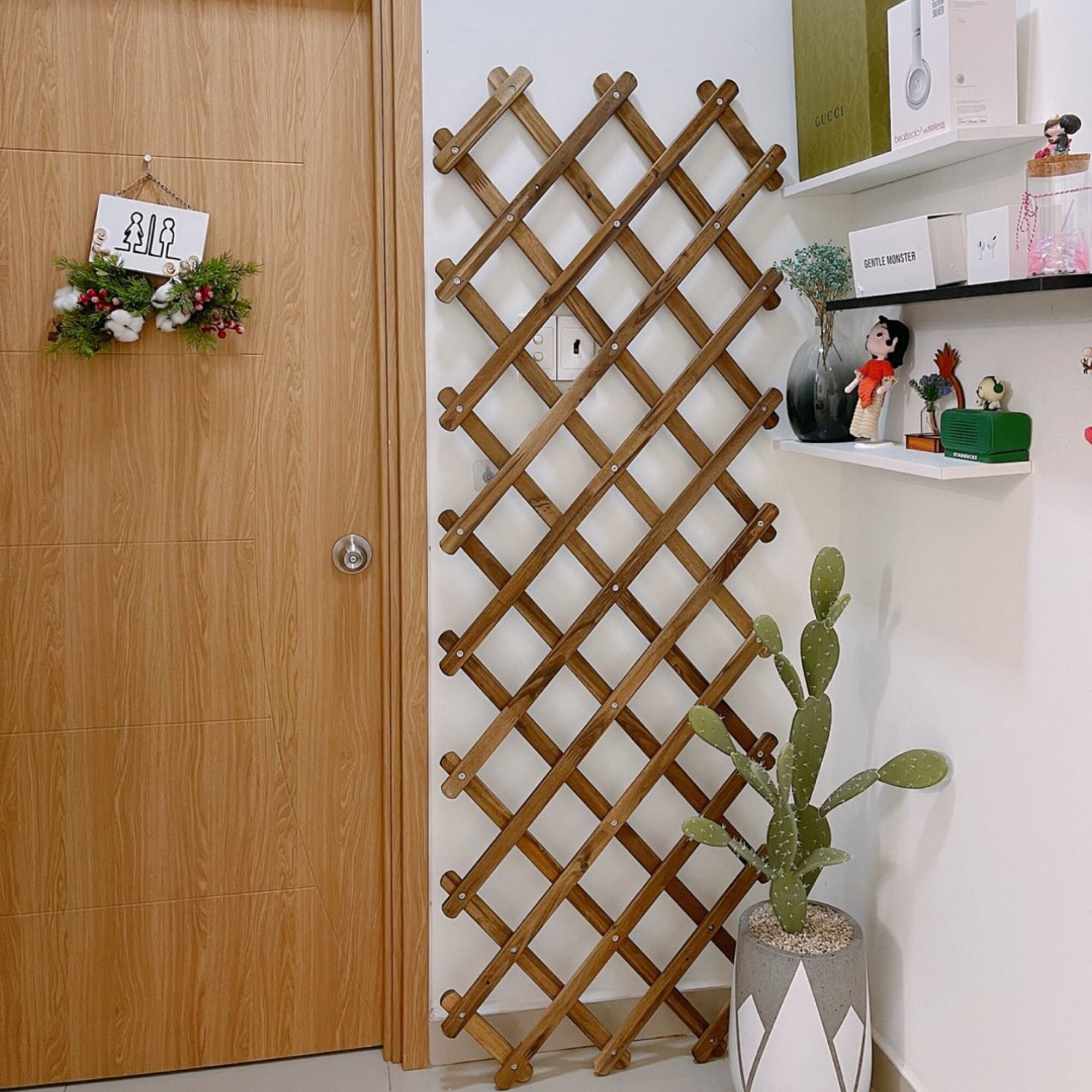 Wood Grid Wall Hanger Foldable For Plant FlowerWood Pallet Etsy