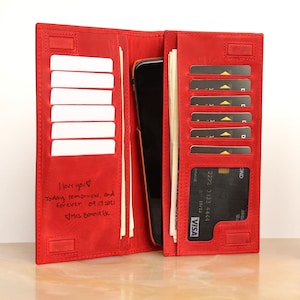 Unisex Personalizado Grabado RFID Protected Leather Long Wallet, Regalo de Navidad, Foto Personalizada Mens Womans Wallet, Regalos para Papá Madre
