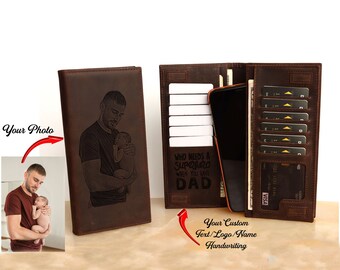 Personalized Photo Custom Mens Wallet, Fathers Day Gift, Engraved Wallet, RFID Protected Wallet, 3rd Anniversary Gift for Him Dad Husband