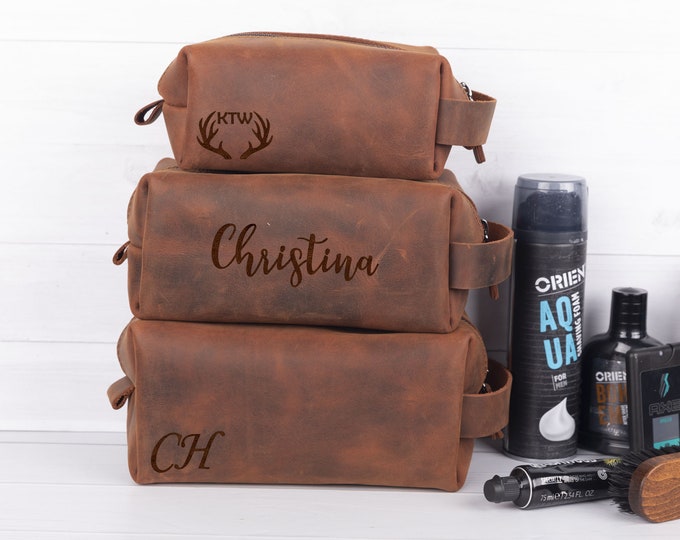 Bolsa de maquillaje personalizada grabada para mujeres Monogramado personalizado kit dopp para hombres Novios Dama de honor Regalo para papá Padre Mamá Madre