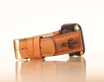 Personalized Leather Apple Watch Band: Engraved iWatch Strap
