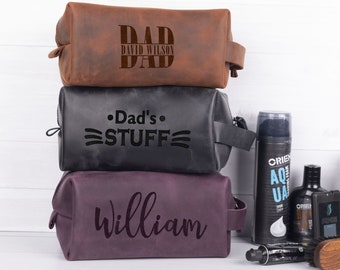 Personalized Leather Dopp Kit: Engraved Toiletry Bag, Groomsmen Gift
