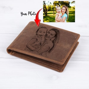 Regalo del Día del Padre, Billetera de Hombre Grabada RFID PROTECTED, Foto en billetera, Billetera personalizada 3er aniversario, Regalo de San Valentín