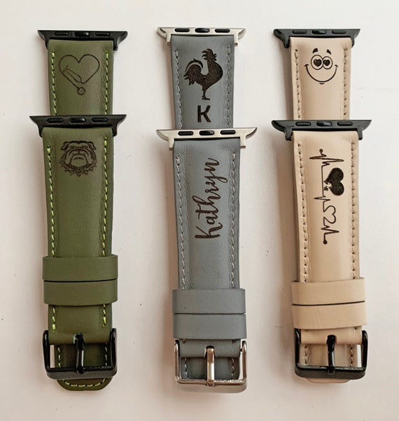 ? Custom monogram Apple Watch band Handmade Slim Apple Watch Band 49mm 46/45/44/42mm 38/40/41mm Full  main image 2
