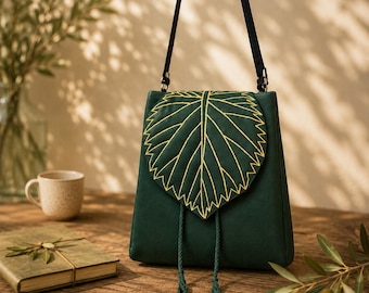 Convertible Backpack Shoulder Bag, Leaf Flap Bag, Waterproof Green Cordura Bag