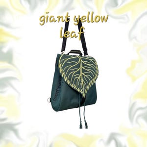 Giant embroidered leaf backpack convertible into a shoulder bag