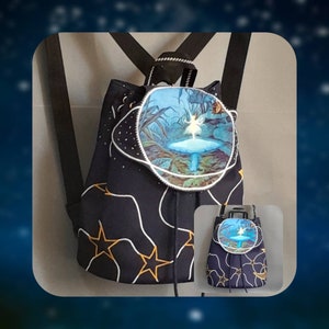 Planet fairies, moon and stars backpack convertible into a shoulder bag