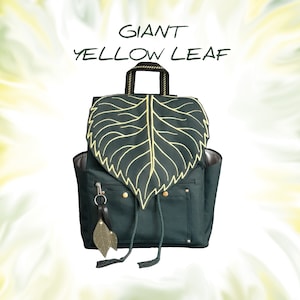 Embroidered giant leaf backpack with security pocket