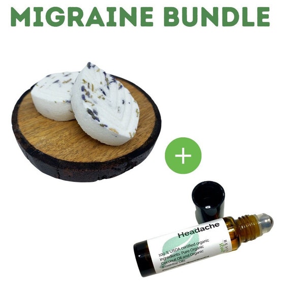 Migraine Bundle, Migraine Shower Steamers & Roller Ball, Headache Relief, Migraine Relief, Migraine Shower Steamer, Aromatherapy Headache