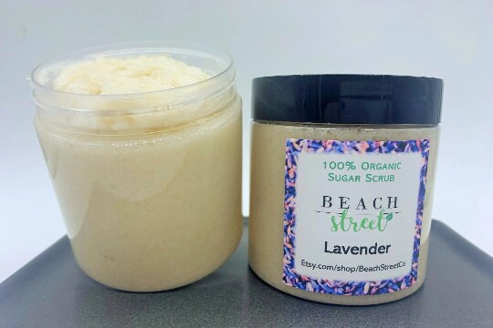 Organic Lavender Sugar Scrub, Body Scrub, Face Scrub, Hand Scrub