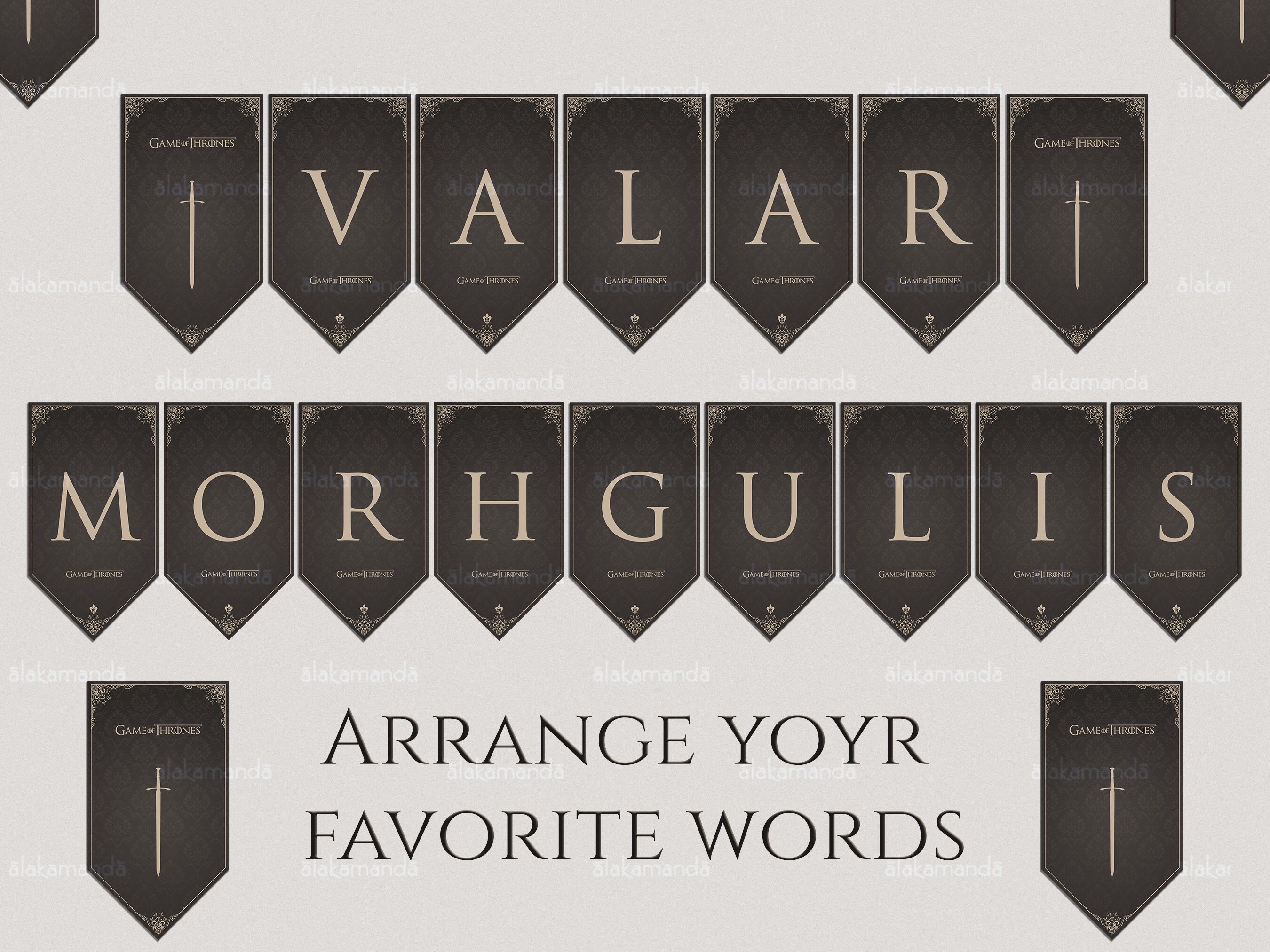 Alphabet Banner Birthday Printable Alphabet PDF Game of - Etsy