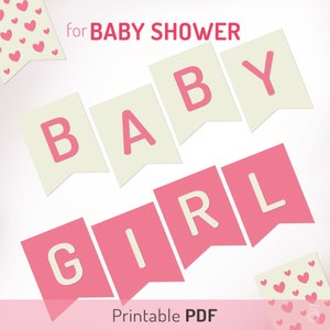 Cute Baby Shower Banner Printable Alphabet Letters Pink DIY Birthday ...