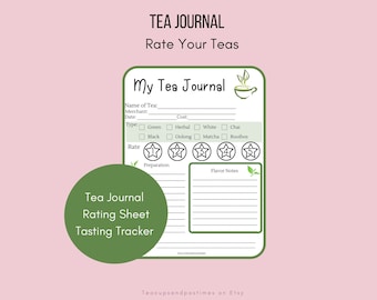 Tea Tasting Journal, Tea Journal, Tea Tracker, Tea Rating Planner