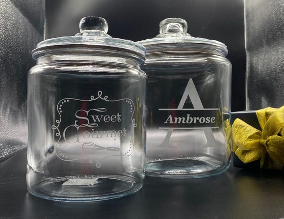 Personalized Engraved Lucite Cookie Jar with Air Tight Cover