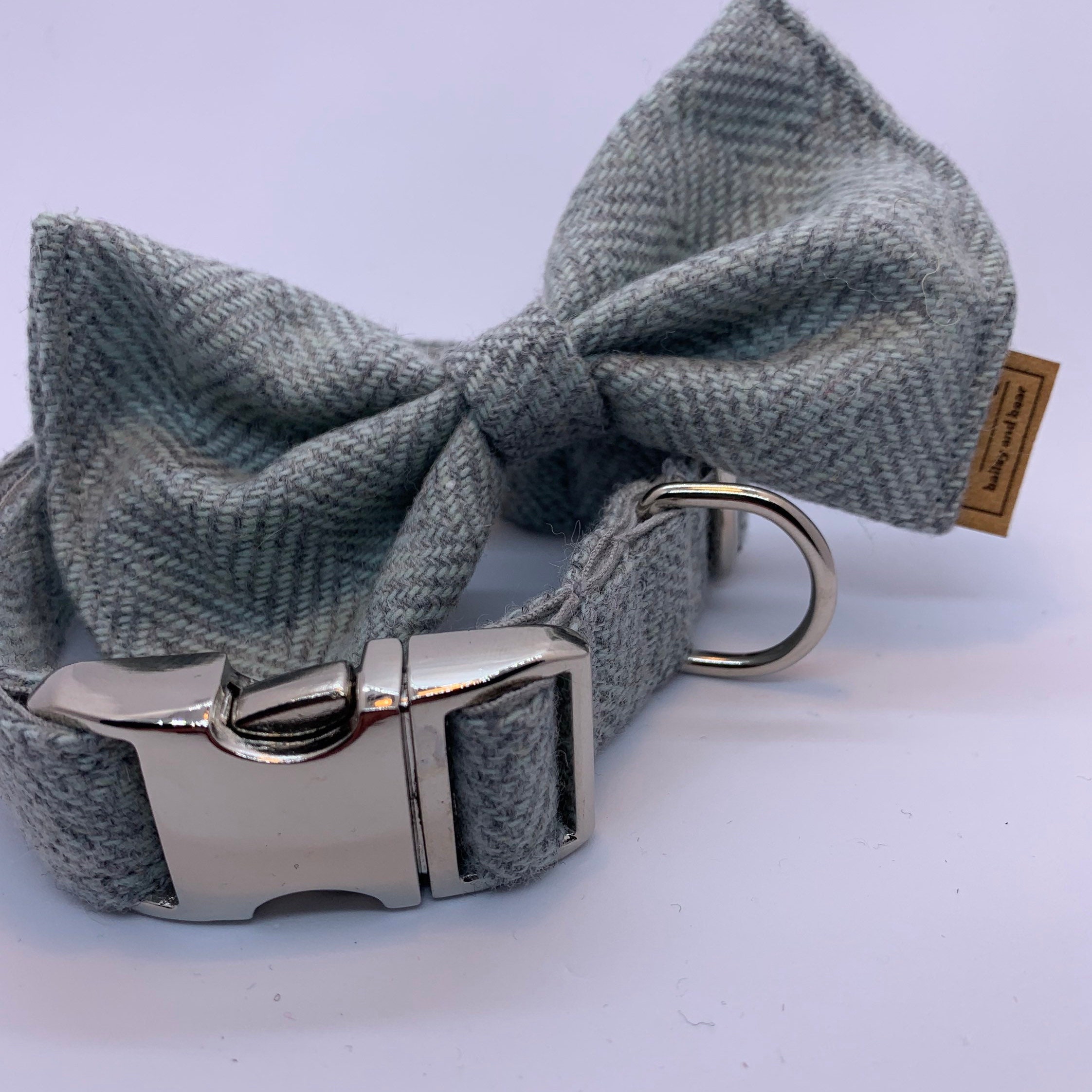 Pale Grey Luxury Tweed Dog Collar with Velvet trim and high Etsy