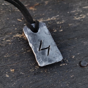 Runes Sowilo, Forged Pendant Iron Amulet, Handmade Talisman, Runes Amulet Pendant