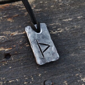 Runes Thurisaz, Forged Pendant Iron Amulet, Handmade Talisman, Runes Amulet Pendant