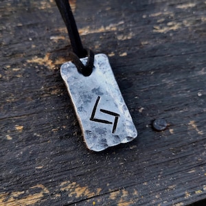 Runes Jera, Forged Pendant Iron Amulet, Handmade Talisman, Runes Amulet Pendant