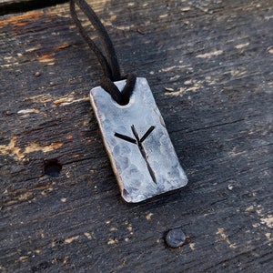 Runes Algiz, Forged Pendant Iron Amulet, Handmade Talisman, Runes Amulet Pendant