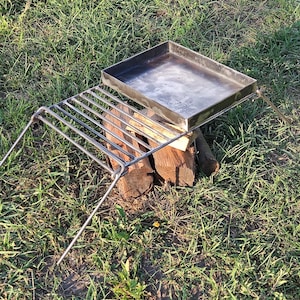 Folding Grid Grill Pan. Portable Grate BBQ Grill. Bushcraft Grill