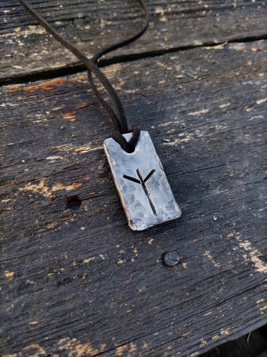 Runes Algiz, Forged Pendant Iron Amulet, Handmade Talisman, Runes ...