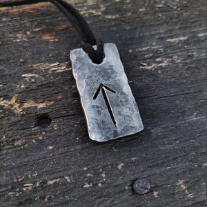 Runes Tiwaz , Forged Pendant Iron Amulet, Handmade Talisman, Runes Amulet Pendant