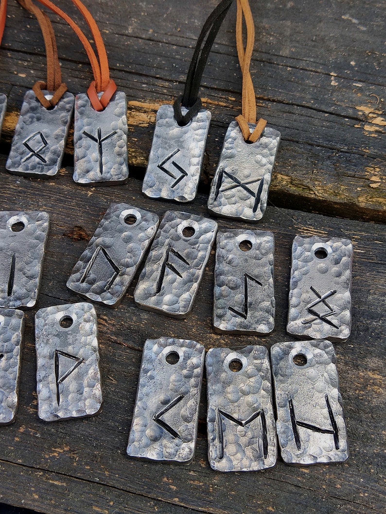 Runes Laguz, Forged Pendant Iron Amulet, Handmade Talisman, Runes ...