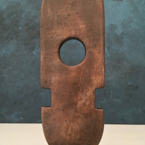 Unique, abstract statuette of clay and steel, Rust effect, Perfect wedding, birthday, graduation, retirement, anniversary gift