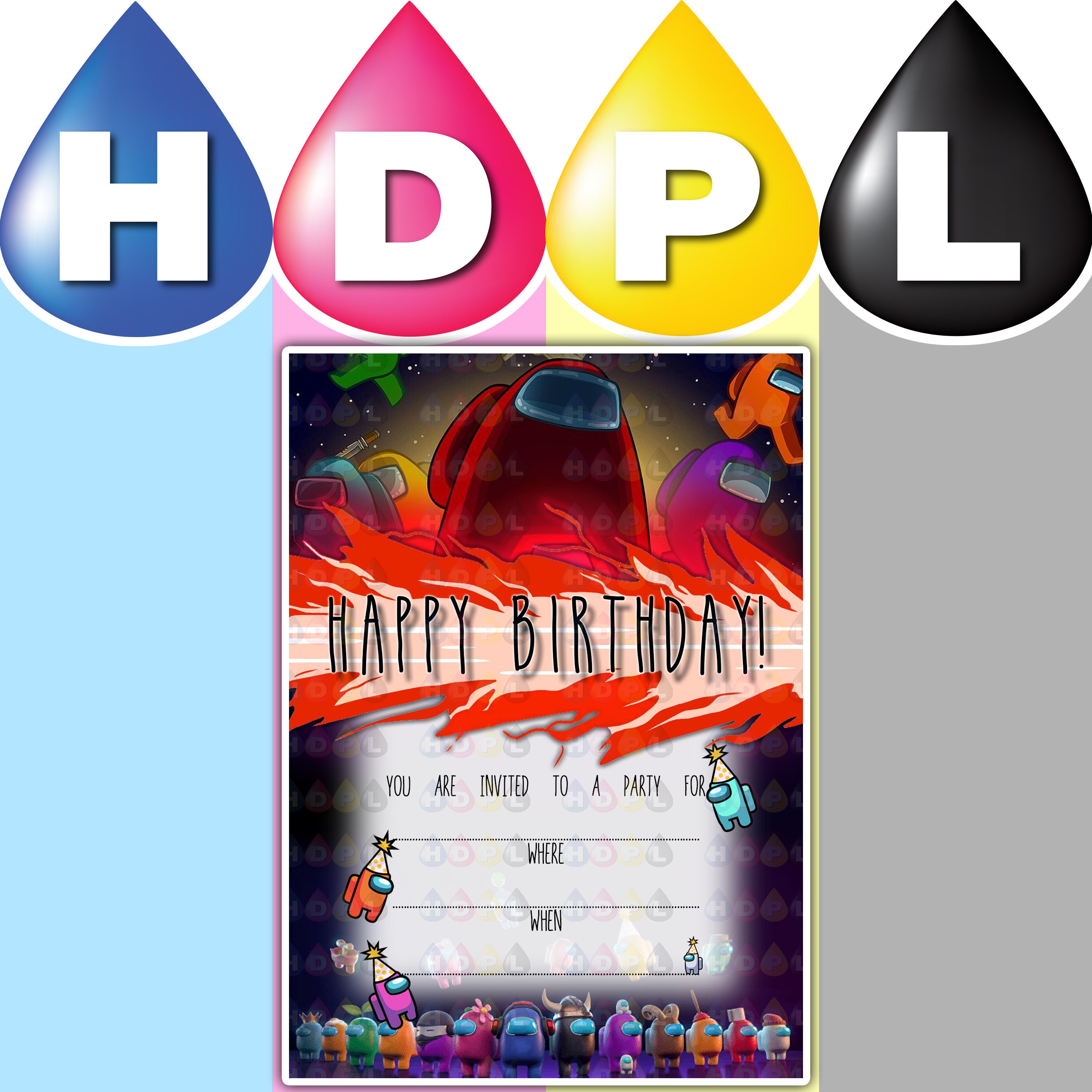 A6 Among Us Birthday Invitations Etsy UK