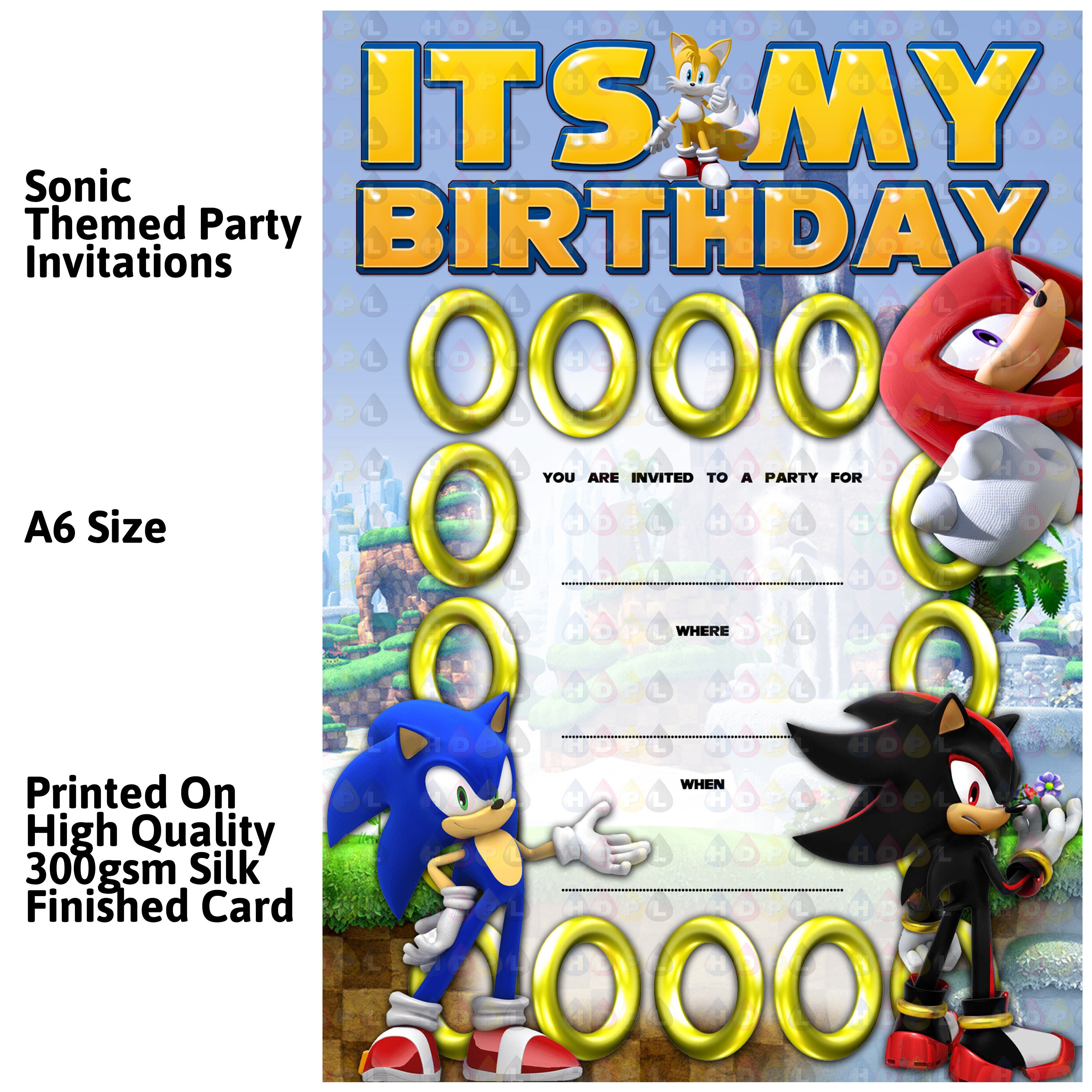 A6 Sonic Birthday Invitations Etsy UK