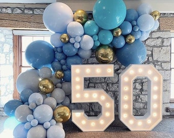 50 Sign Light Up Rustic Vintage Style Metal Marquee Sign Anniversary Numbers