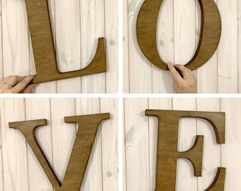 Grote letters voor wanddecoratie, houten alfabetinitialen, houten 3D-muurletters, monogramletters, initiaal houten muur, wanddecoraties