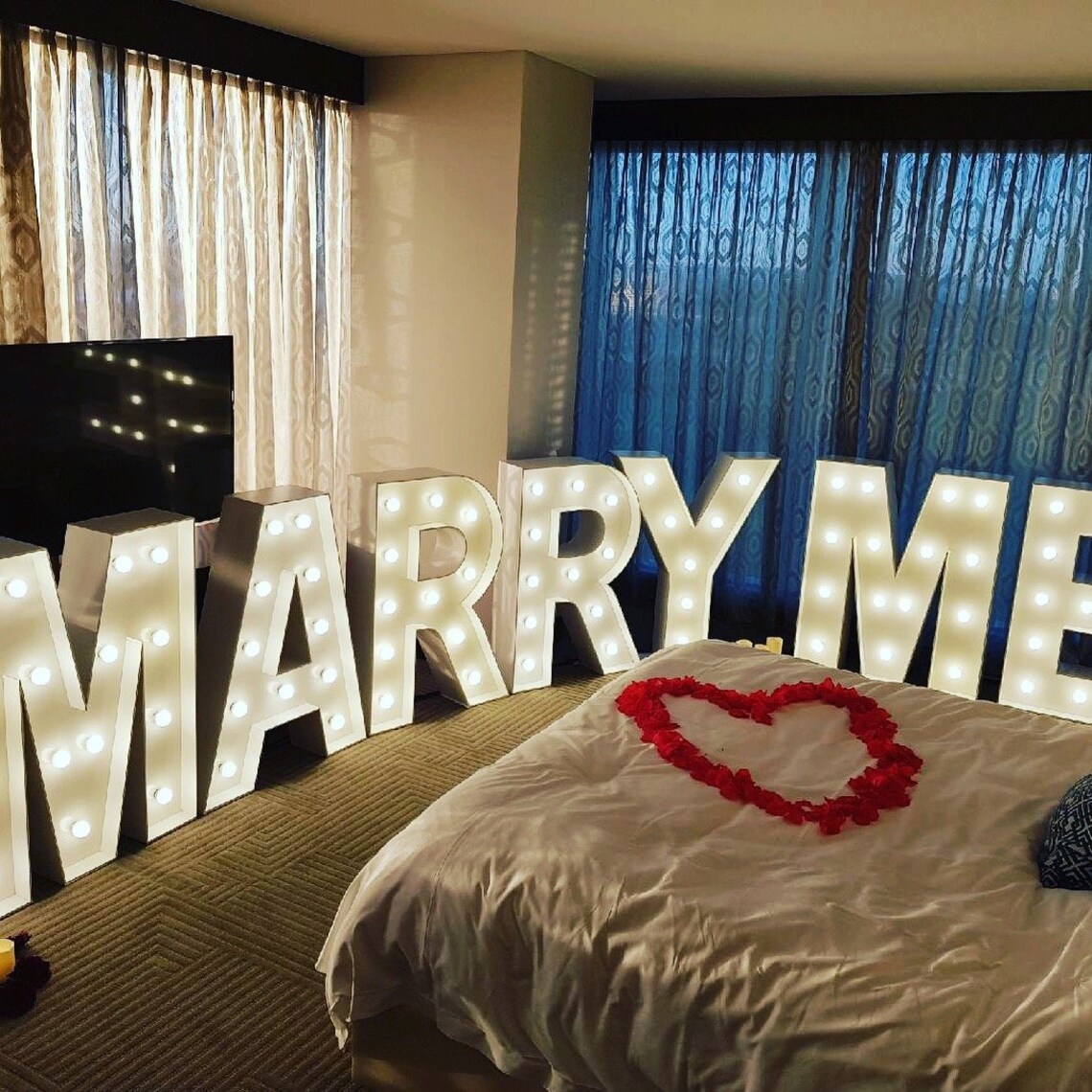 Marry me Light up freestanding letters Large wooden letters Etsy