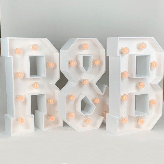  White Wooden Letters, 4 Inch Marquee Letters for Wall