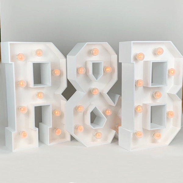 Light up letter 16-48", 3ft 4ft marquee Letters, Letter lights wooden wedding backdrop, Giant wedding initials, Large Letter lights