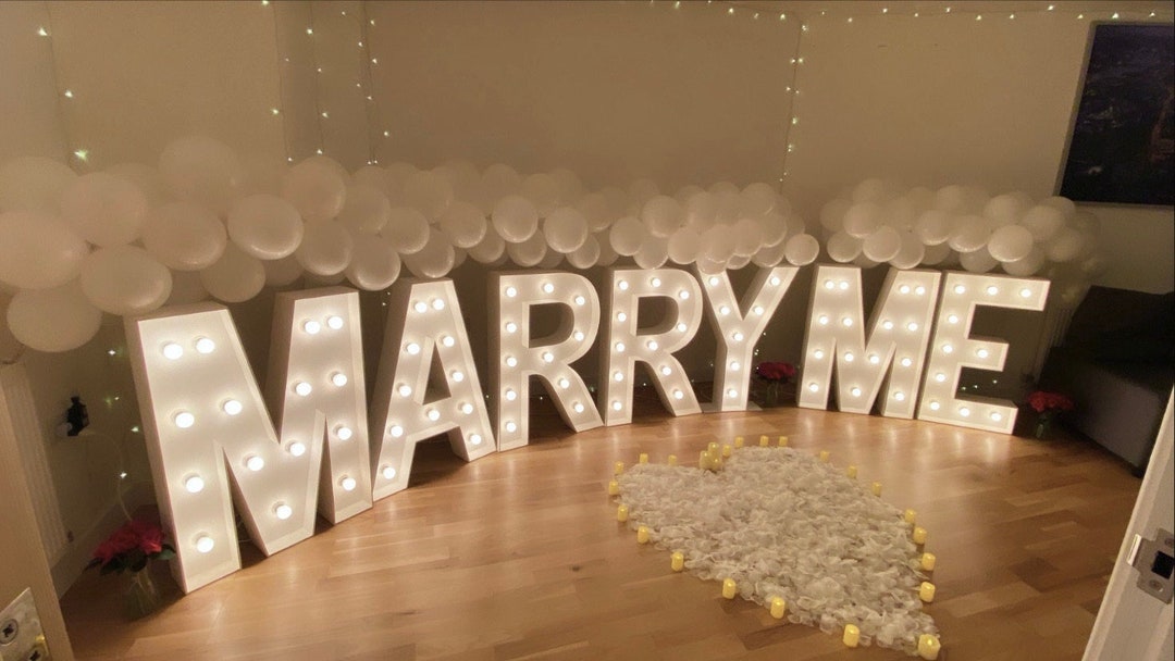 3ft Marry Me Light up Freestanding Letters Large Wooden Etsy