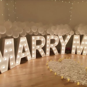 3ft Marry me Light up freestanding letters, Large wooden letters wedding, Big Illuminate letters Marquee Letters sign Bulb Sign Letters