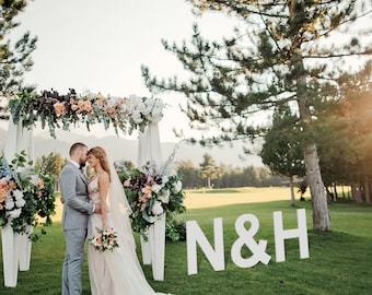 Letras de madera gigantes, Telón de fondo de la foto de la boda, Iniciales de boda gigantes, Decoración de la carta de la boda, Letrero de boda grande de madera