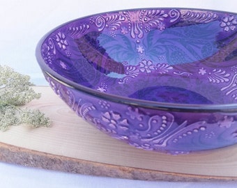 HandPainted Purple Soap Bowls, Individual bowls, Kitchen decor, Modern home, Porcelain bowl, Pottery plate, wedding gift, Mother's day gift