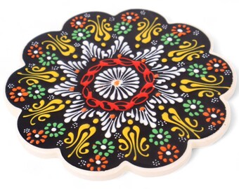 Salvamanteles de cerámica con relieve negro de colores surtidos para ollas y sartenes calientes, salvamanteles grande con base de corcho resistente al calor, tapete antideslizante extra grueso para platos calientes.